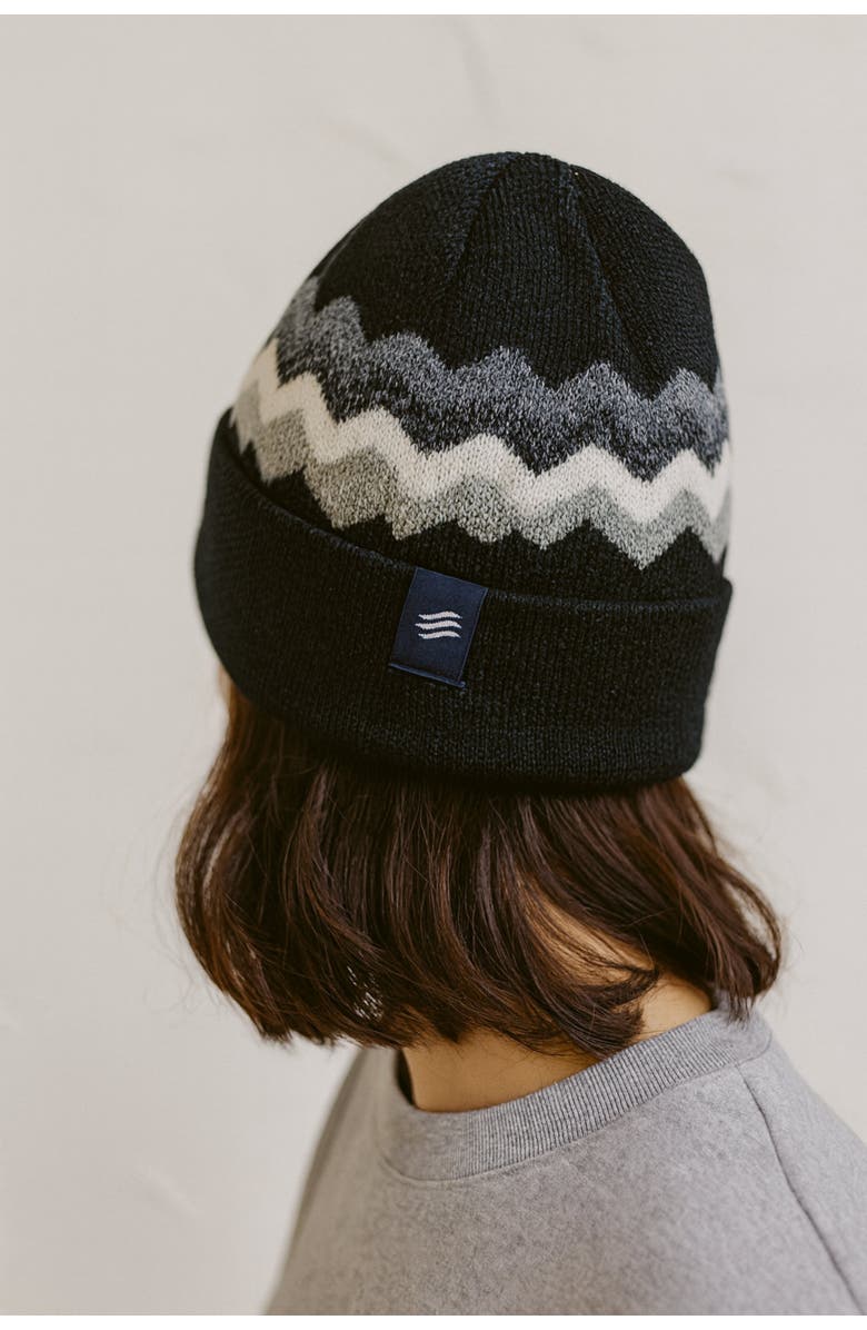 United By Blue The Merino Wool Mountain Scape Knit Beanie, Alternate, color, Black