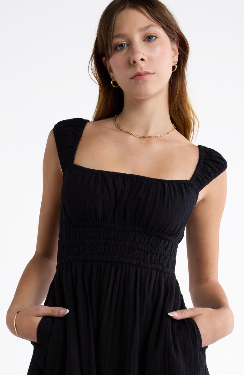 Abound Smocked Corset Minidress, Alternate, color, Black