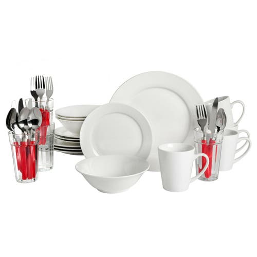 Gibson Regal White Ii 32 Piece Fine Ceramic Dinnerware Combo Set