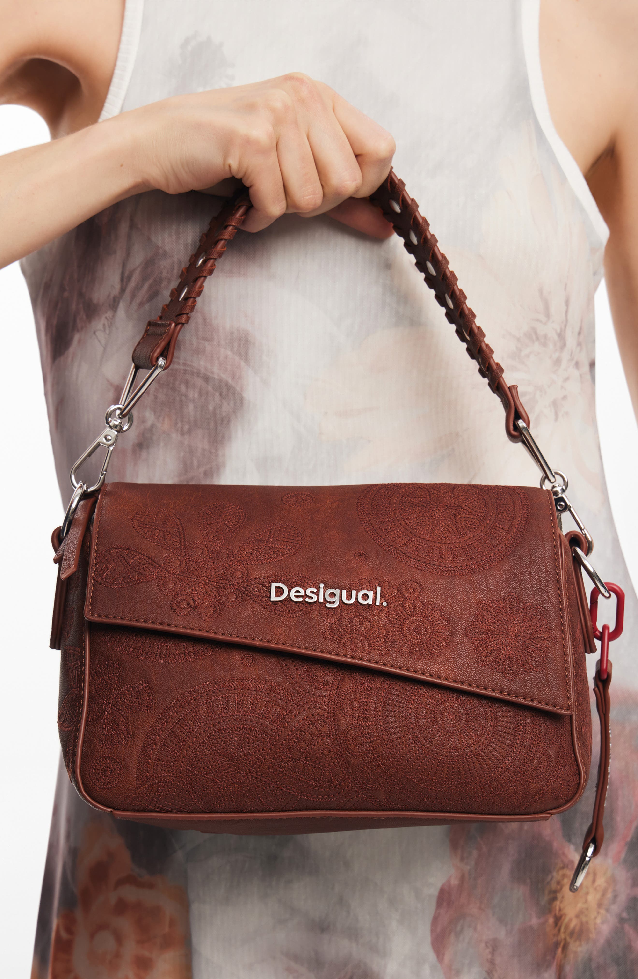 Desigual Dejavu Faux Leather Shoulder Bag, Alternate, color, Brown