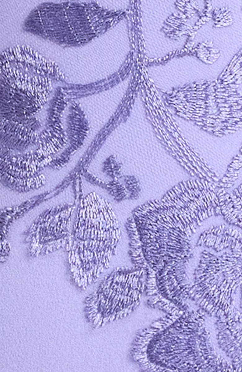 Tadashi Shoji Floral Embroidered Long Sleeve Mermaid Gown, Alternate, color, Lavender Mist