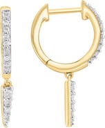 EFFY 14K Gold Plated Pavé Diamond Drop Huggie Hoop Earrings - 0.20ct.