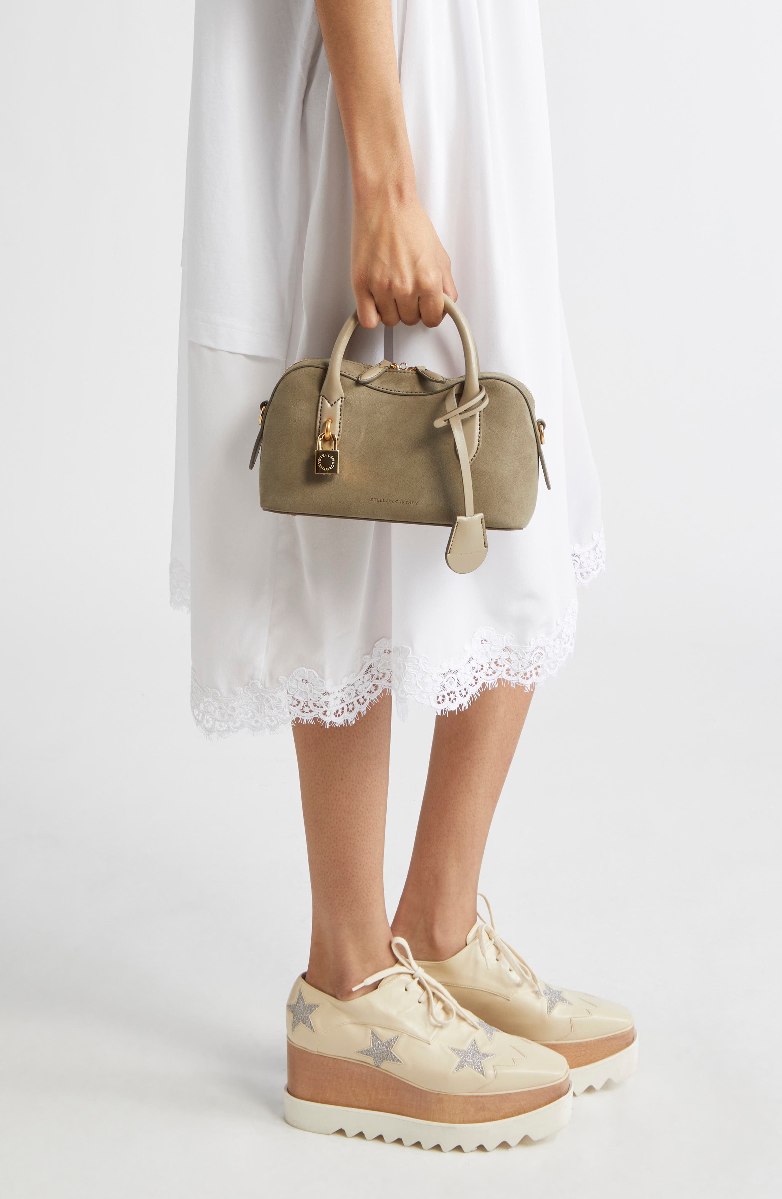 Stella McCartney Ryder Faux Suede Crossbody Bag, Alternate, color, Khaki