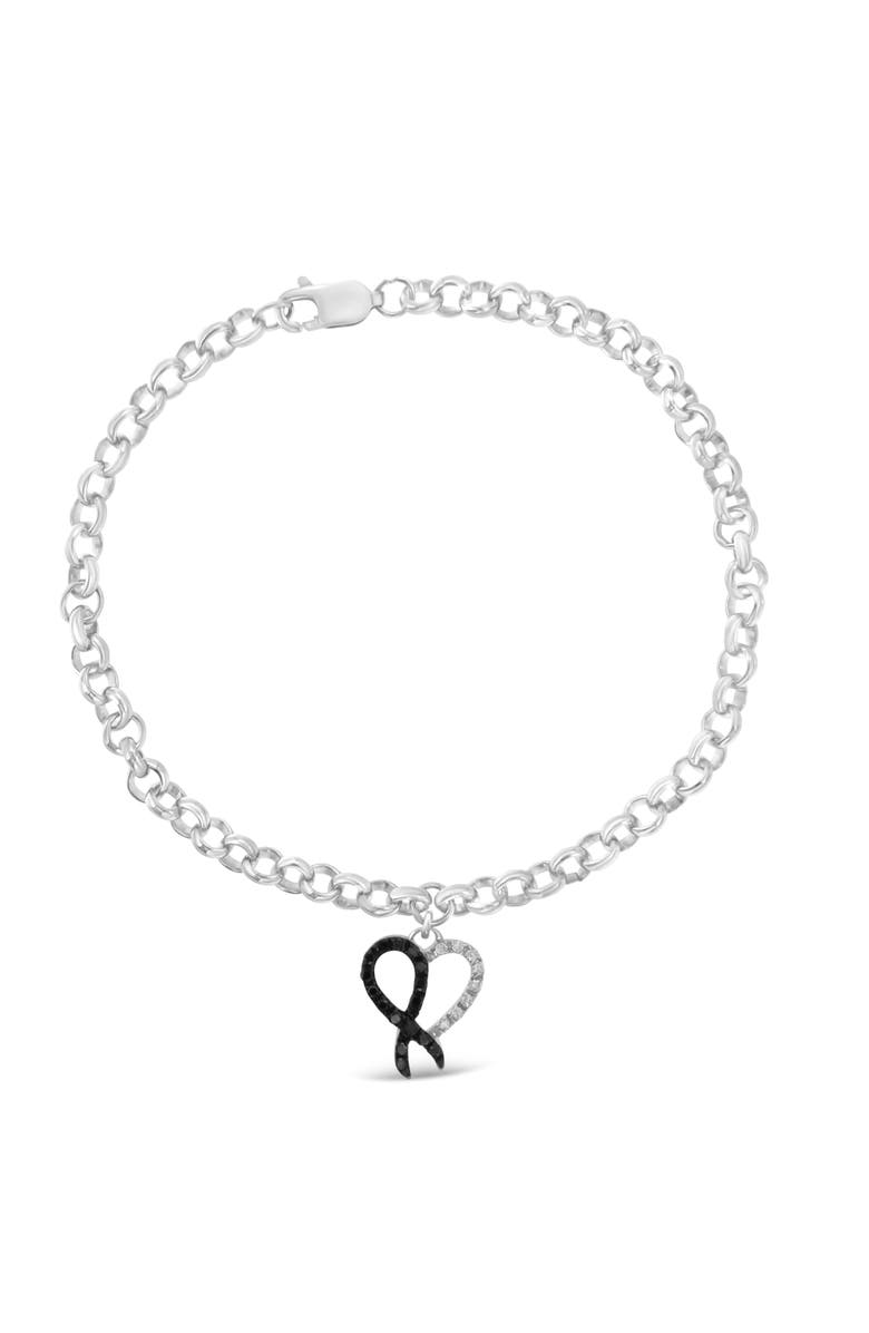 Haus of Brilliance Silver 1/6ct TDW Diamond Heart Charm Bracelet, Alternate, color, White