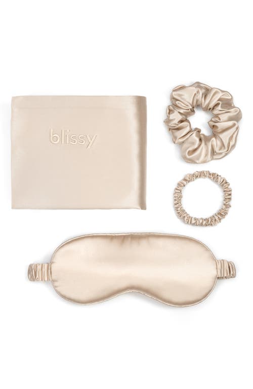 BLISSY Dream 4-Piece Mulberry Silk Set in Metallic Gold 