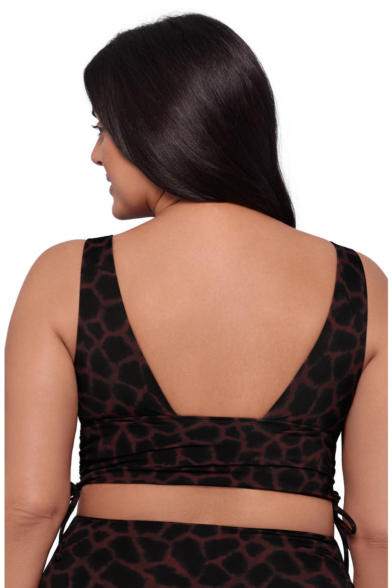 Supportive and Sculpting Cinched Adjustable Midkini Swimsuit Top, Alternate, color, Giraffe Sangria