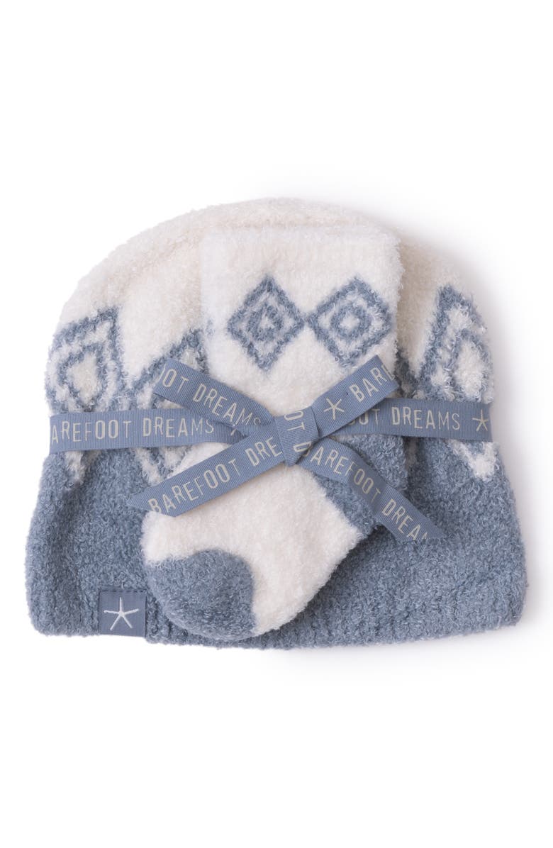 Barefoot Dreams<sup>®</sup> CozyChic Lite<sup>®</sup> Fair Isle Beanie & Socks Set, Alternate, color, Blue Dusk-Cream