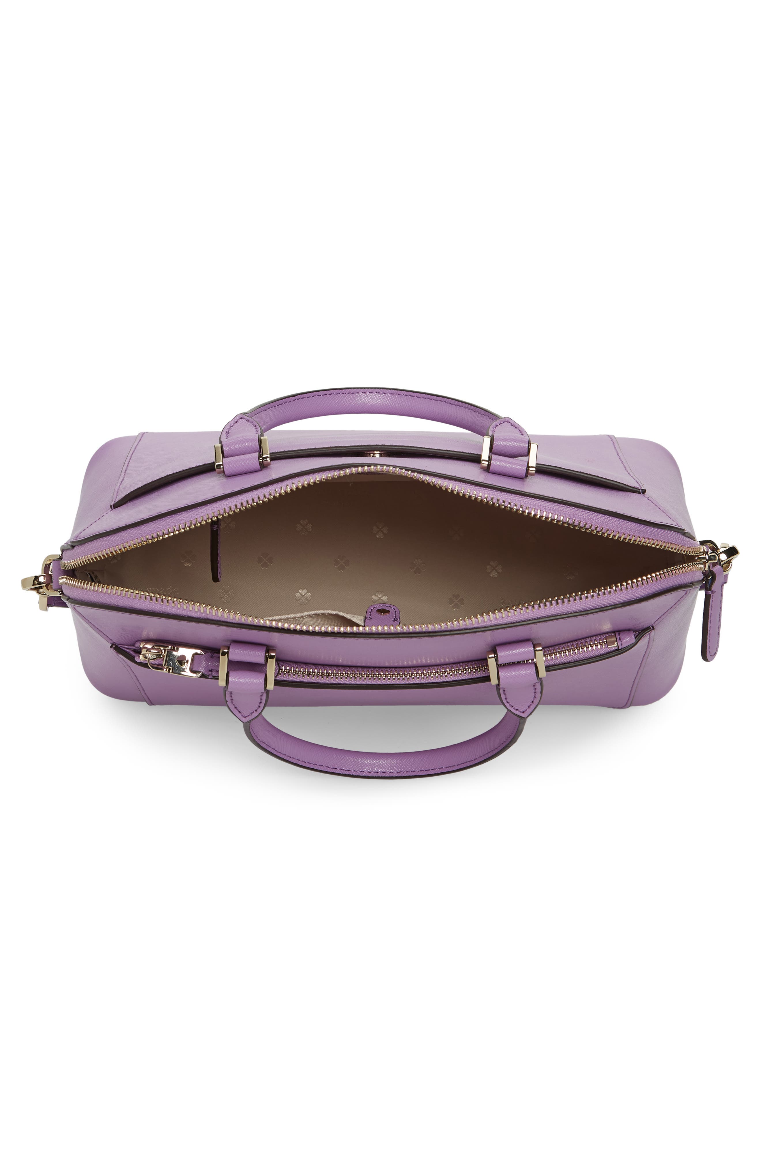 medium louise leather dome satchel, Alternate, color, IRIS BLOOM
