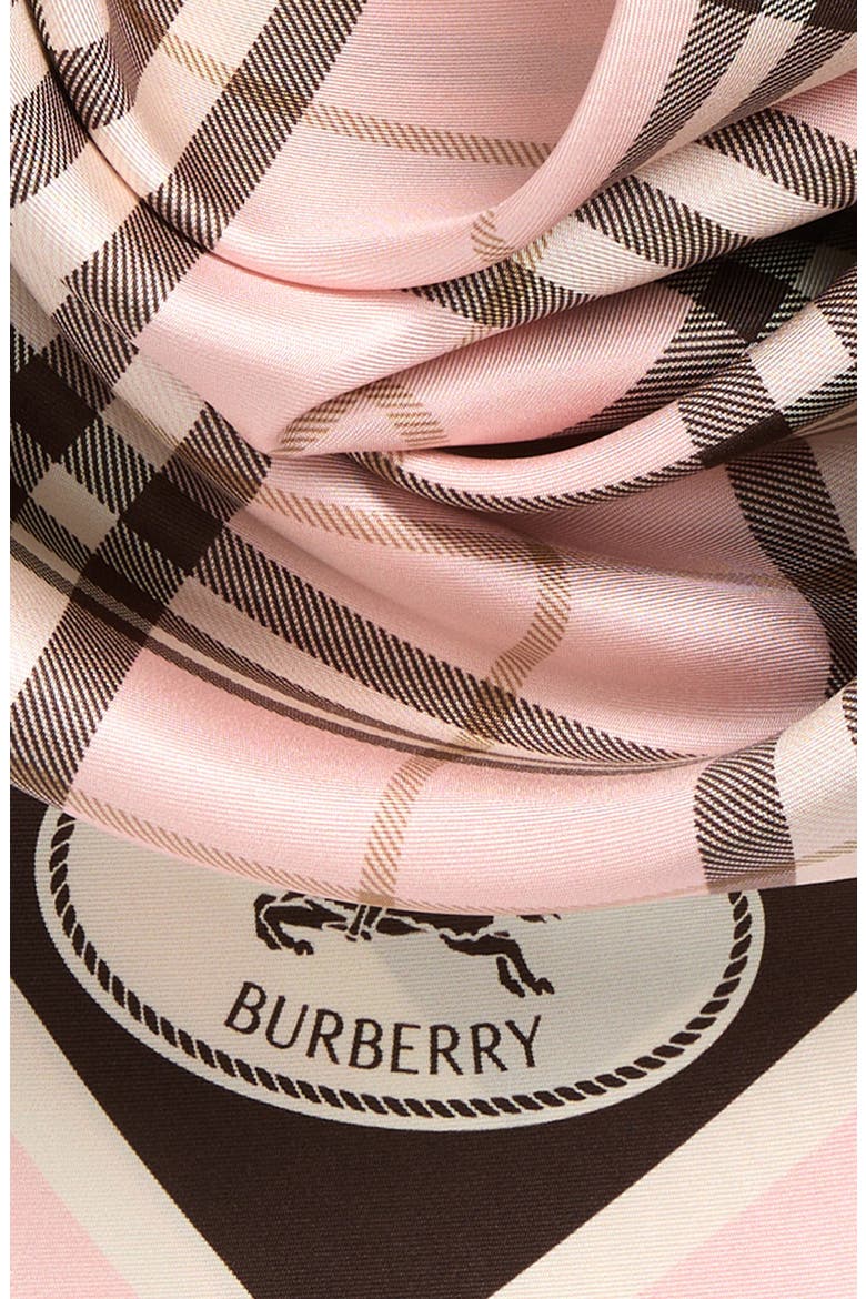 Medium Border Check Square Silk Scarf, Alternate, color, BOW PINK