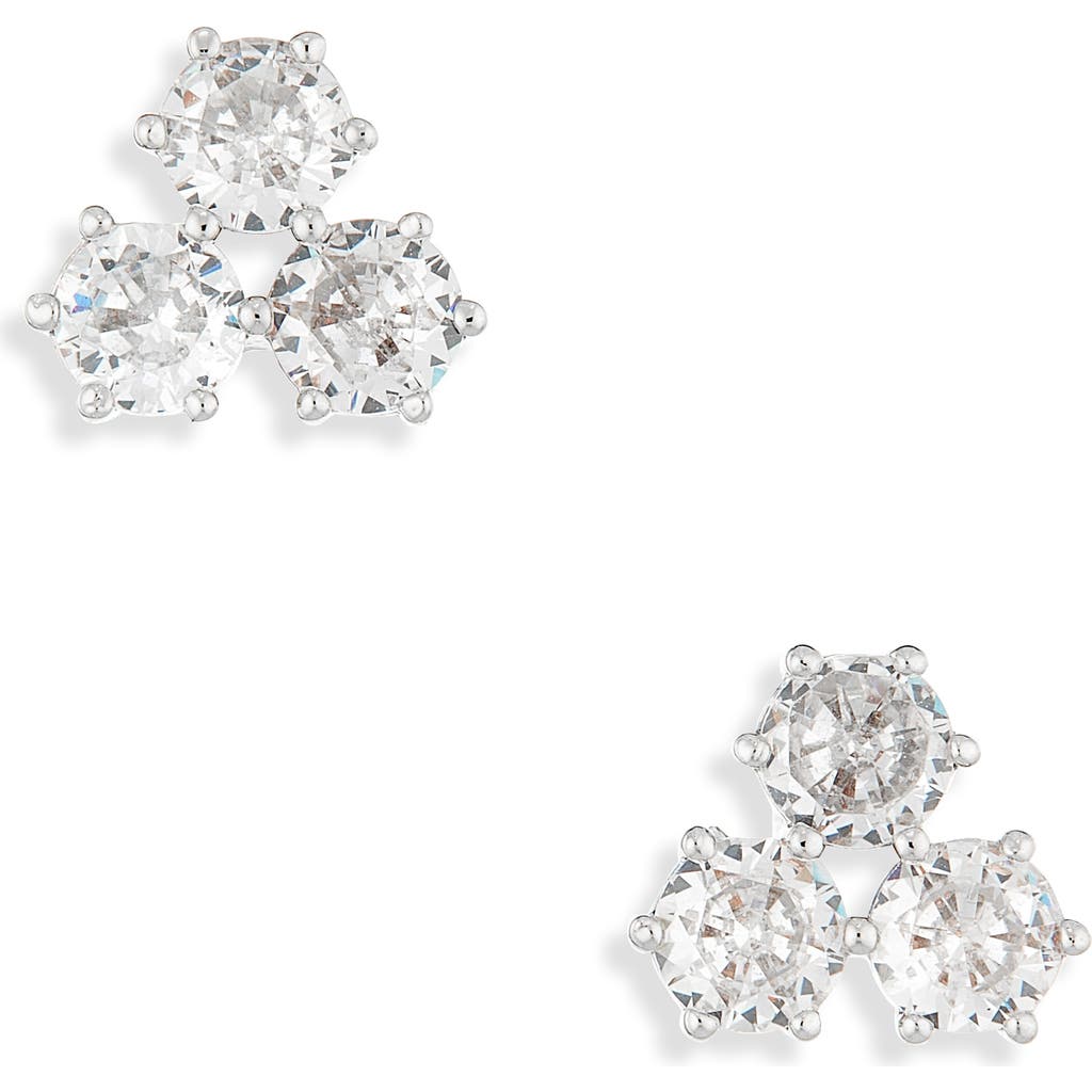 Nadri Serena Cubic Zirconia Trio Stud Earrings In Silver