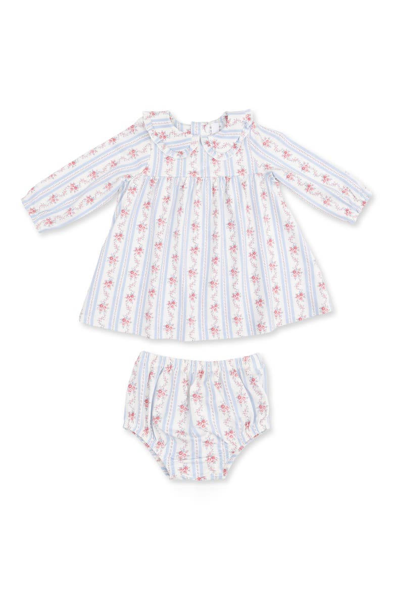 Kids' Anna Floral Stripe Long Sleeve Dress with Bloomers, Main, color, CREAM BLUE