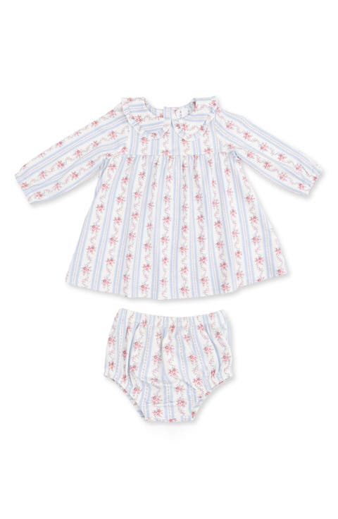 Kids' Anna Floral Stripe Long Sleeve Dress with Bloomers
