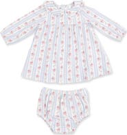 Angel Dear Kids' Anna Floral Stripe Long Sleeve Dress with Bloomers