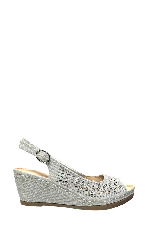 Ninety Union Anita Crystal Embellished Slingback Wedge Sandal In Silver