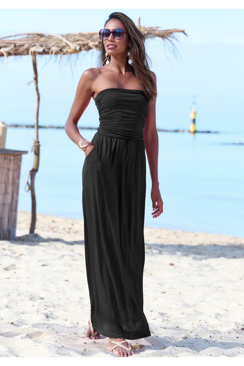 Bandeau Maxi Dress, Alternate, color, Black