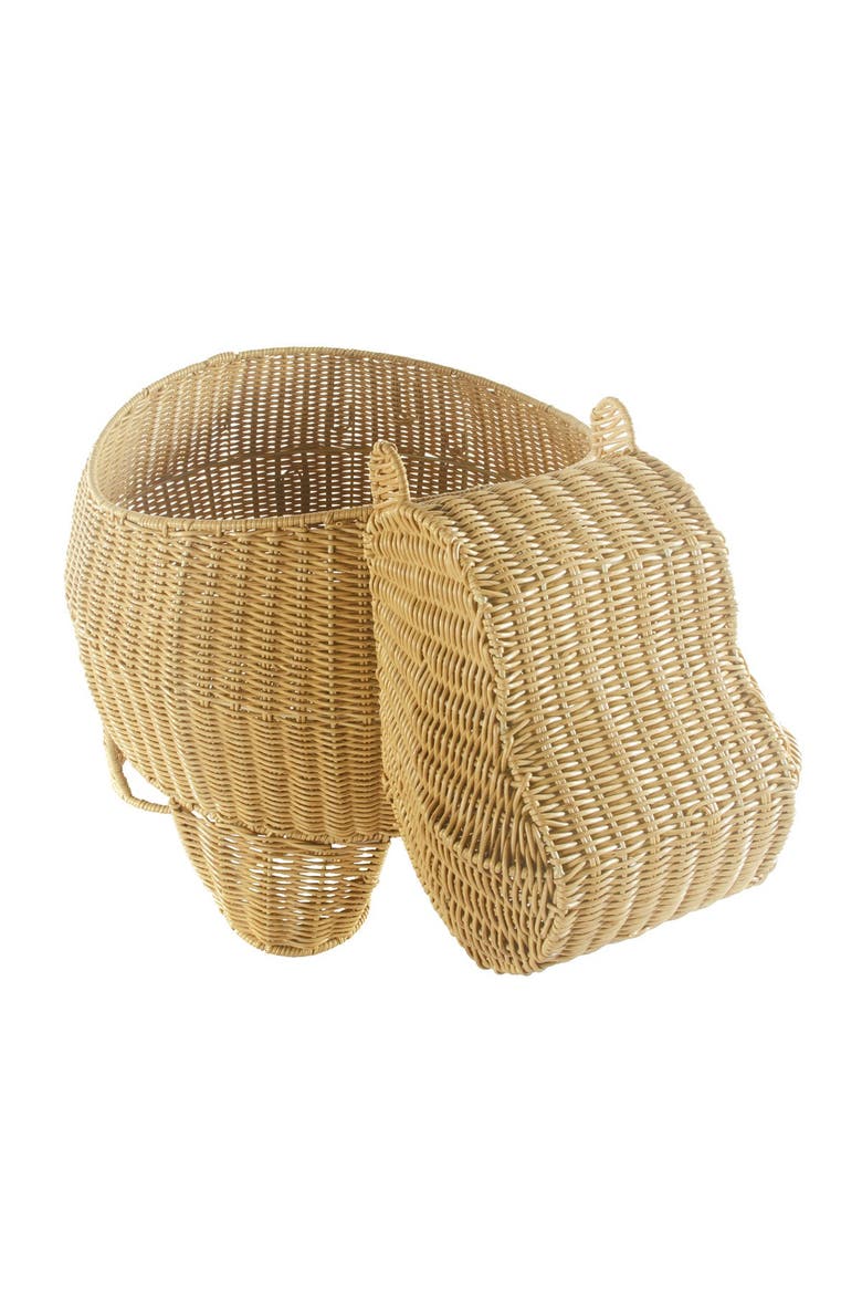 Hippo Washable Wicker Floor Basket, Alternate, color, Brown