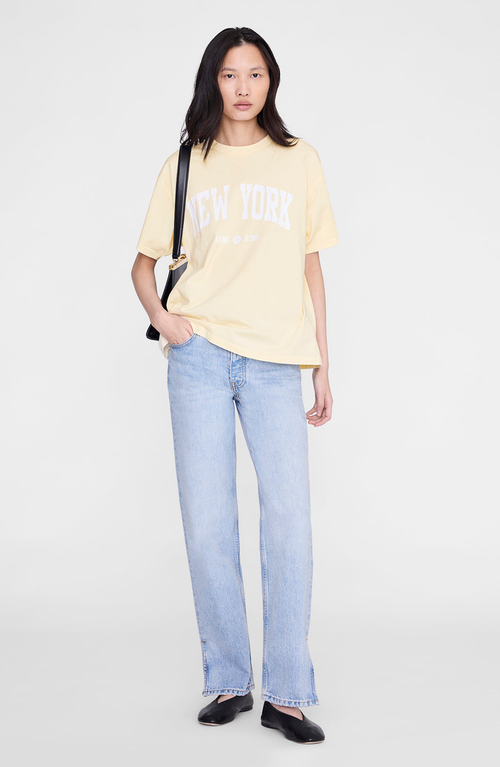 ANINE BING Cade New York University Tee in Butter Yellow at Nordstrom, Size Small