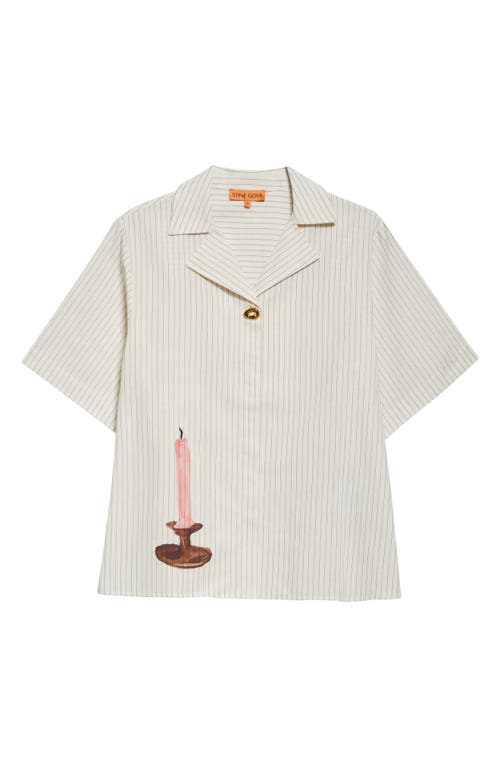 Shop Stine Goya Candle Detail Stripe Organic Cotton Button-up Shirt In Candle Stripe