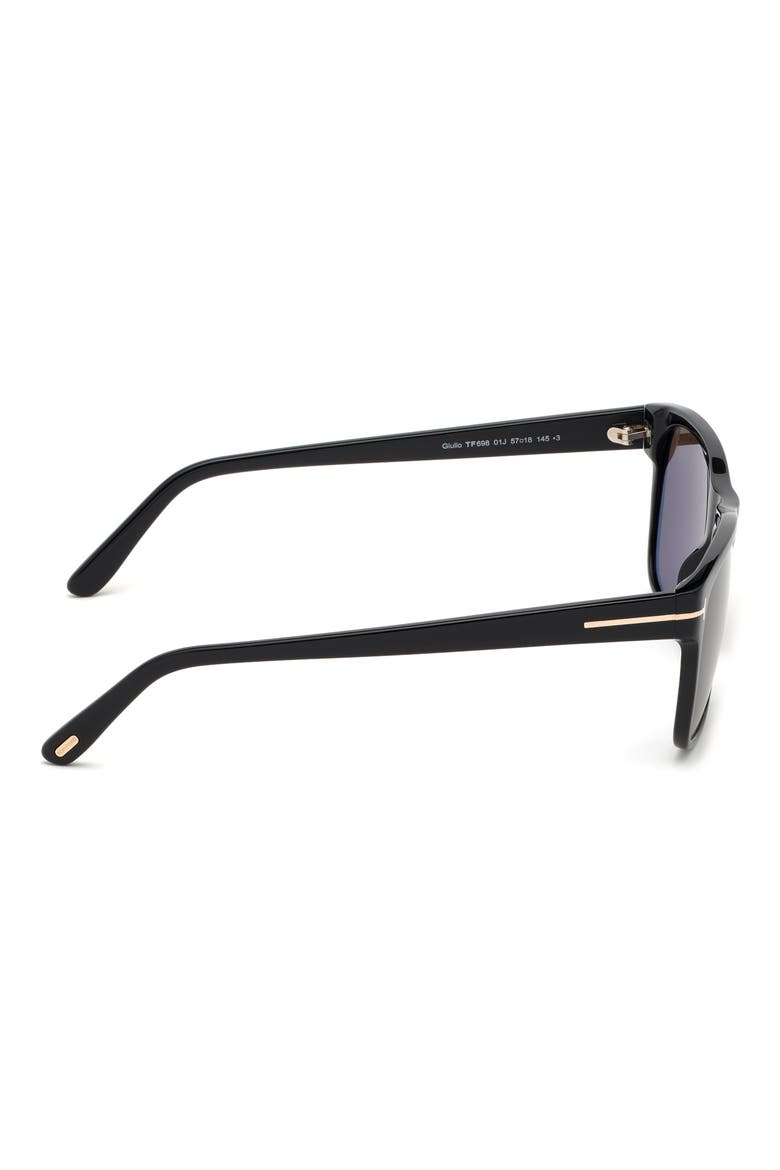Giulio 57mm Geometric Sunglasses, Alternate, color, SHINY BLACK / BROWN