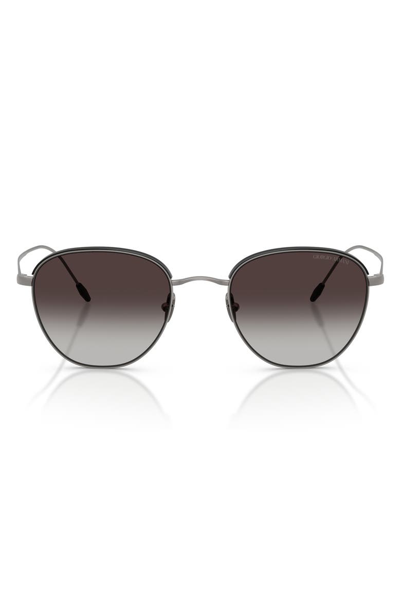 ARMANI 51mm Round Sunglasses, Main, color, Matte Gunmetal / Grey Gradient