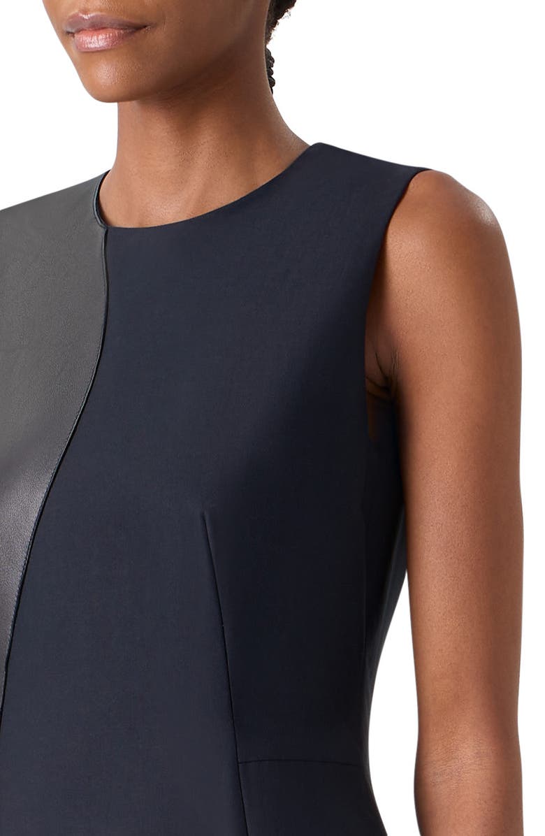 Akris Leather Patch Cotton & Wool Midi Dress, Alternate, color, Black