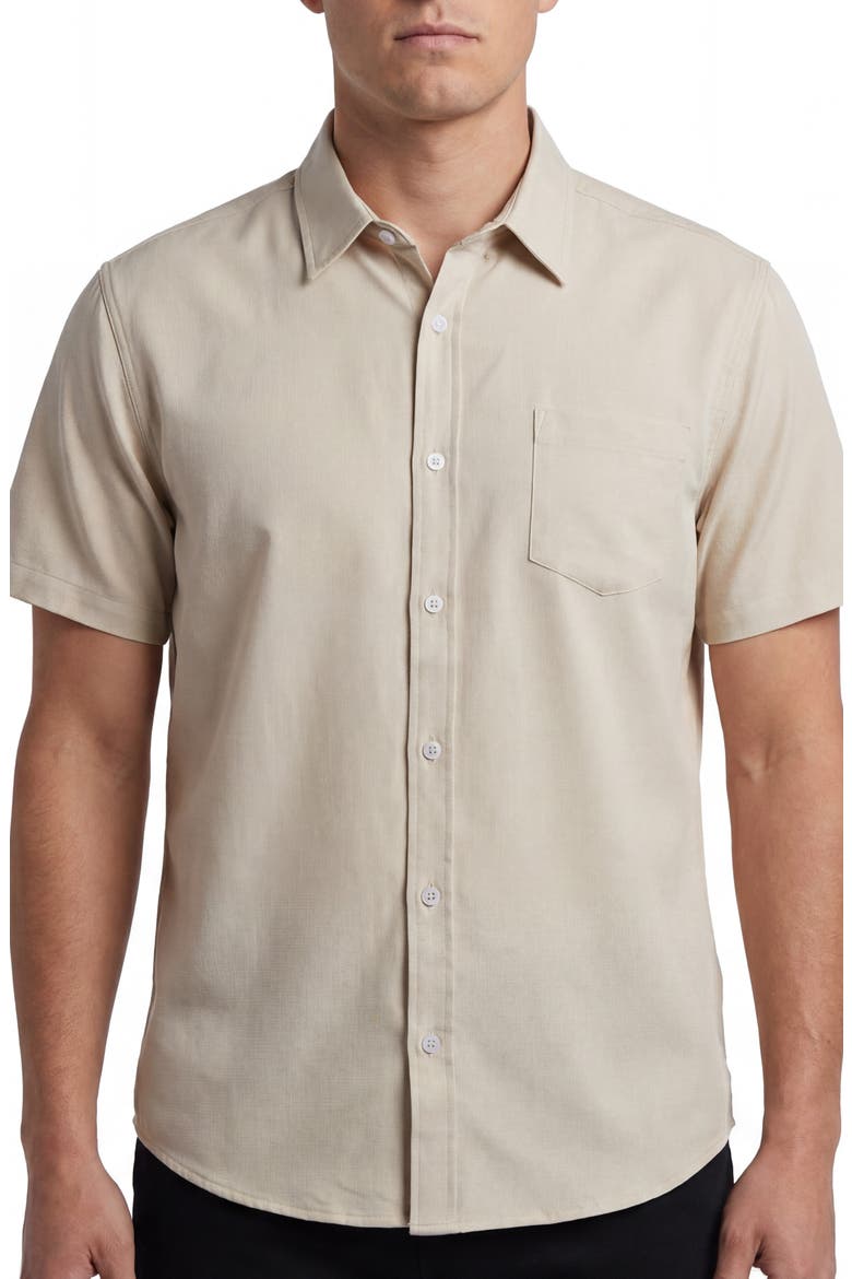 Short Sleeve Button-Up Shirt, Main, color, OATMEAL