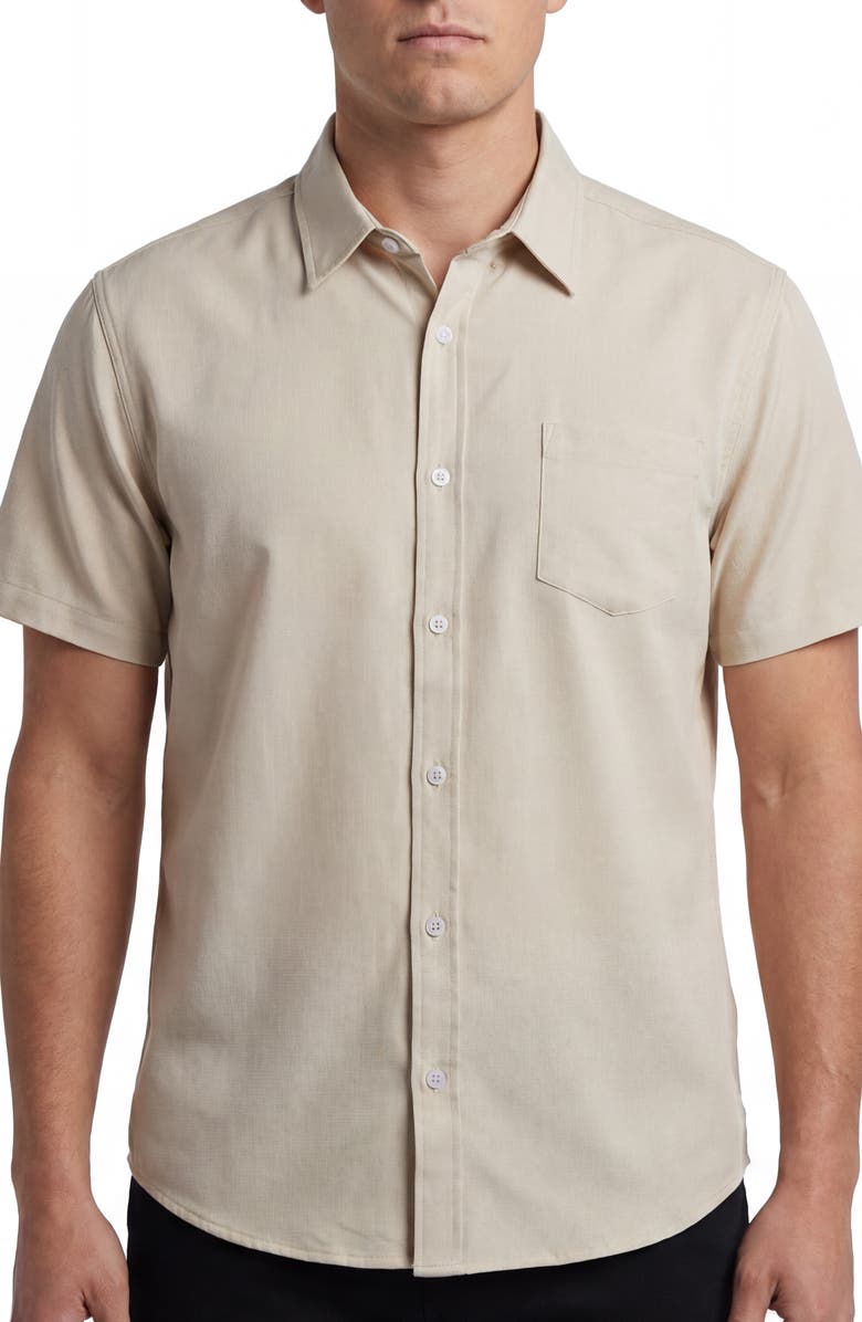 BURNSIDE Short Sleeve Button-Up Shirt, Main, color, Oatmeal