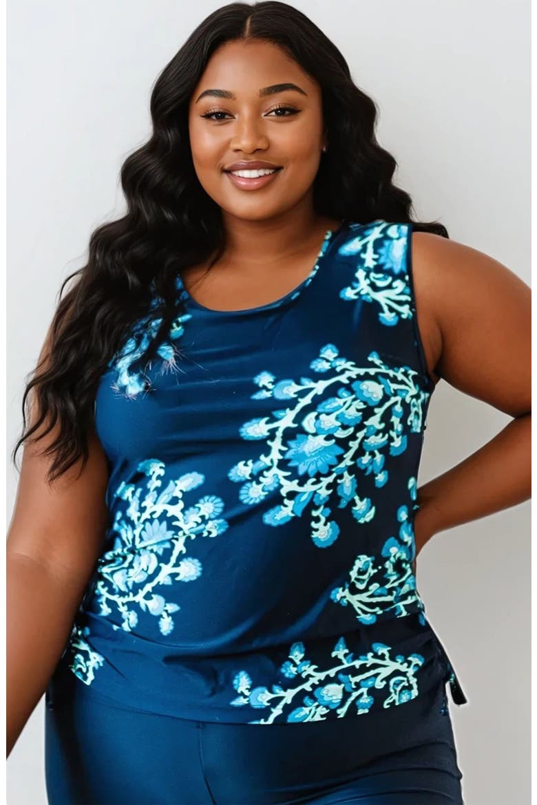 Plus Size Closed Back Maya Swim Top, Main, color, Barbados Blue