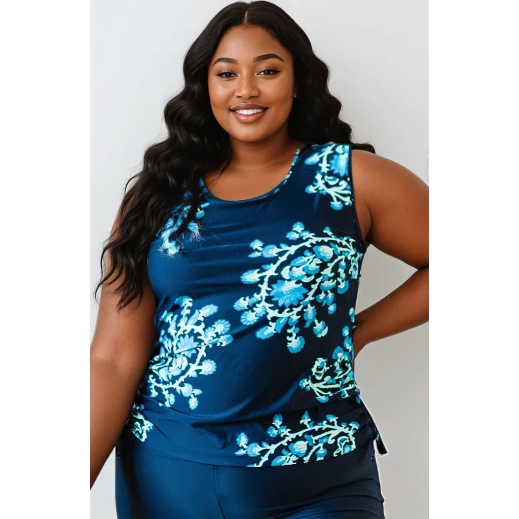 Calypsa Plus Size Closed Back Maya Swim Top In Blue