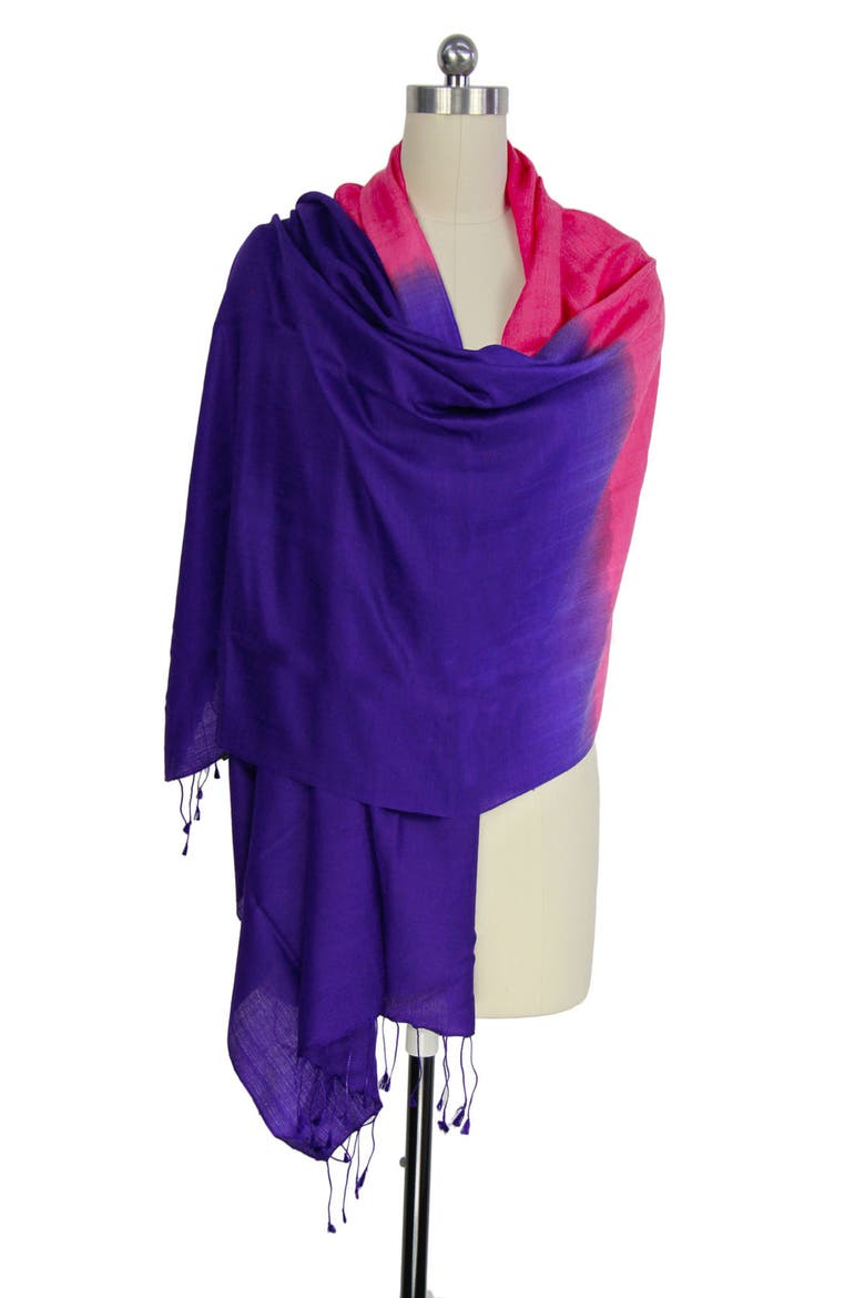 Arielle Two-Tone Cashmere Scarf, Alternate, color, BLUE/ PINK MULTI