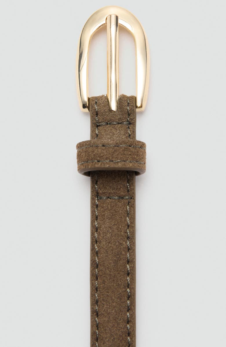 MANGO Thin Suede Belt, Alternate, color, Khaki Green