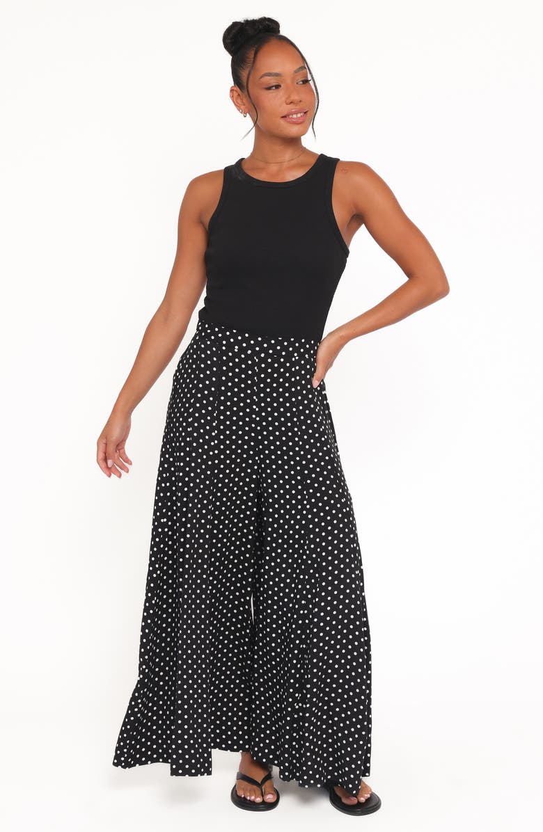 Petal & Pup Neveah Polka Dot Wide Leg Pants, Alternate, color, Black Polka Dot