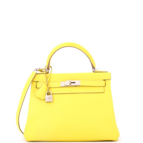 Kelly Handbag Yellow Evercolor with Palladium Hardware 28
