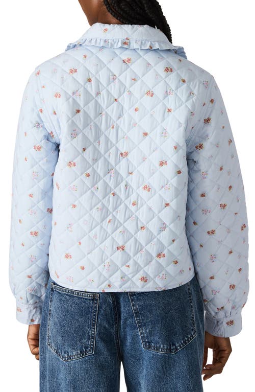 Steve Madden Nellie Floral Quilted Cotton Blend Jacket In Blue