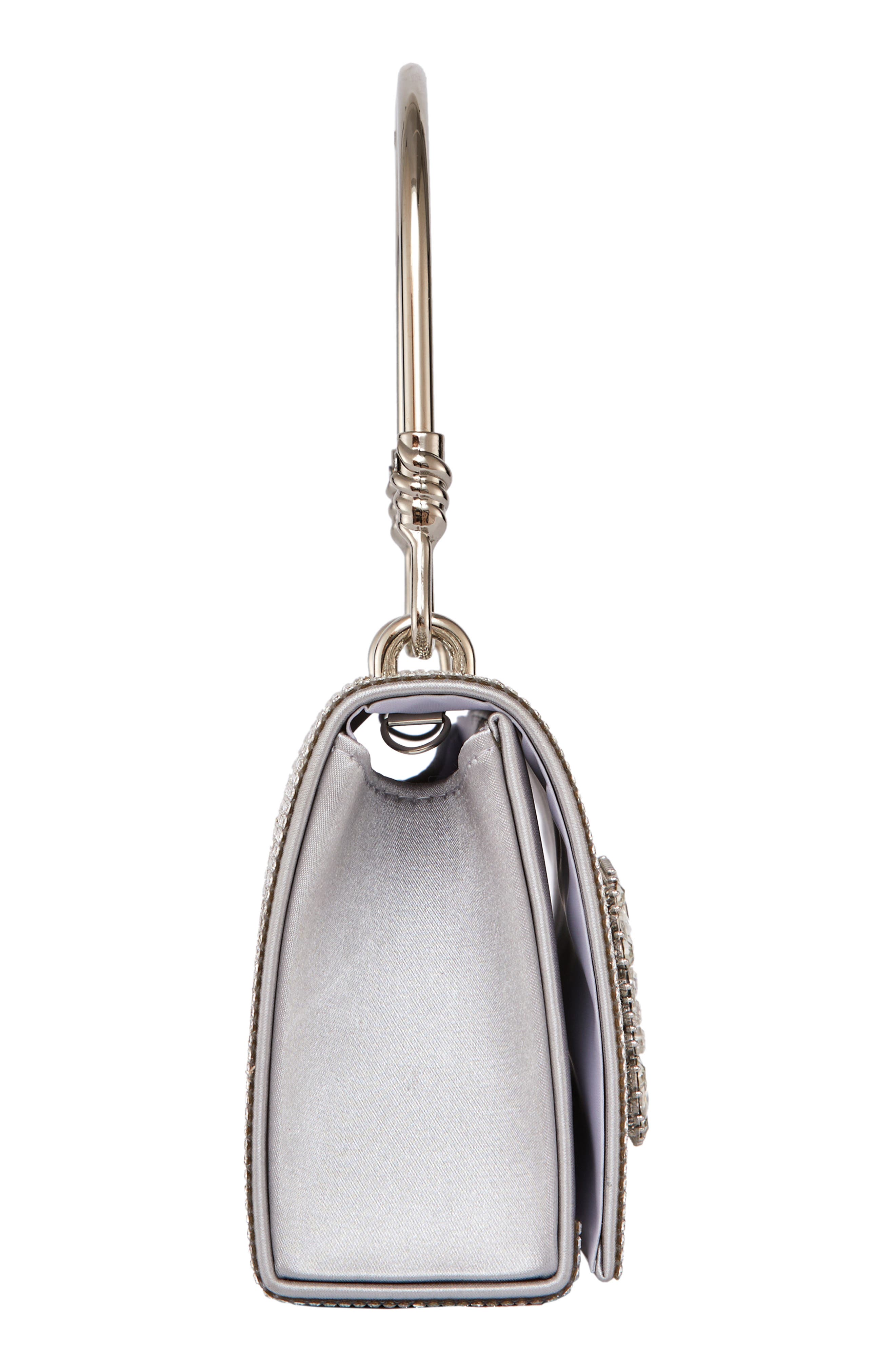 Elegant Rhinestone Satin Evening Bag, Alternate, color, SILVER