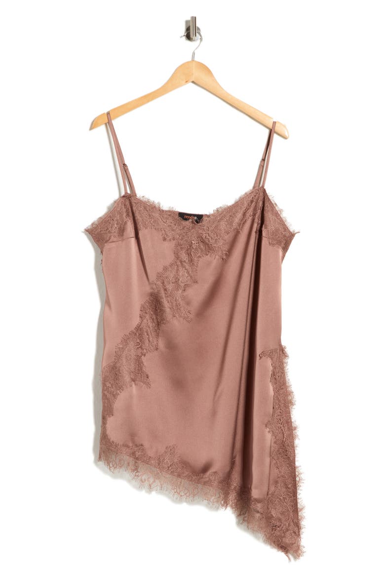 Asymmetric Satin Lace Top, Alternate, color, DUNE