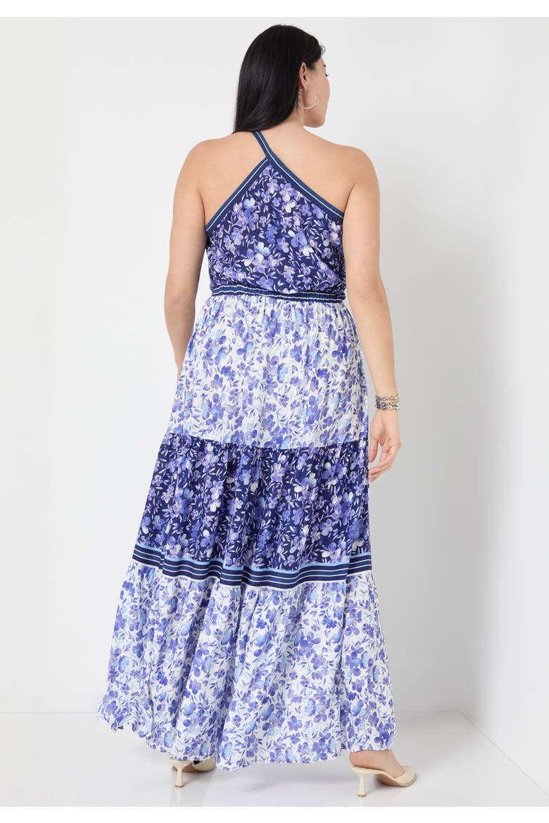 One-Shoulder Tiered Maxi Dress, Alternate, color, FLOWER FIELD BLUE