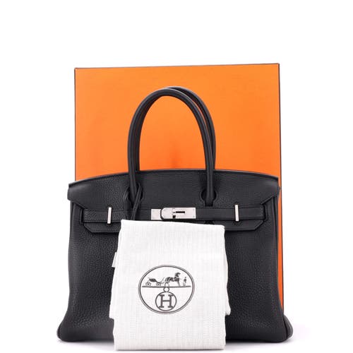Pre-owned Hermes  Hermes Birkin Handbag Black Togo With Palladium Hardware 30 In Black