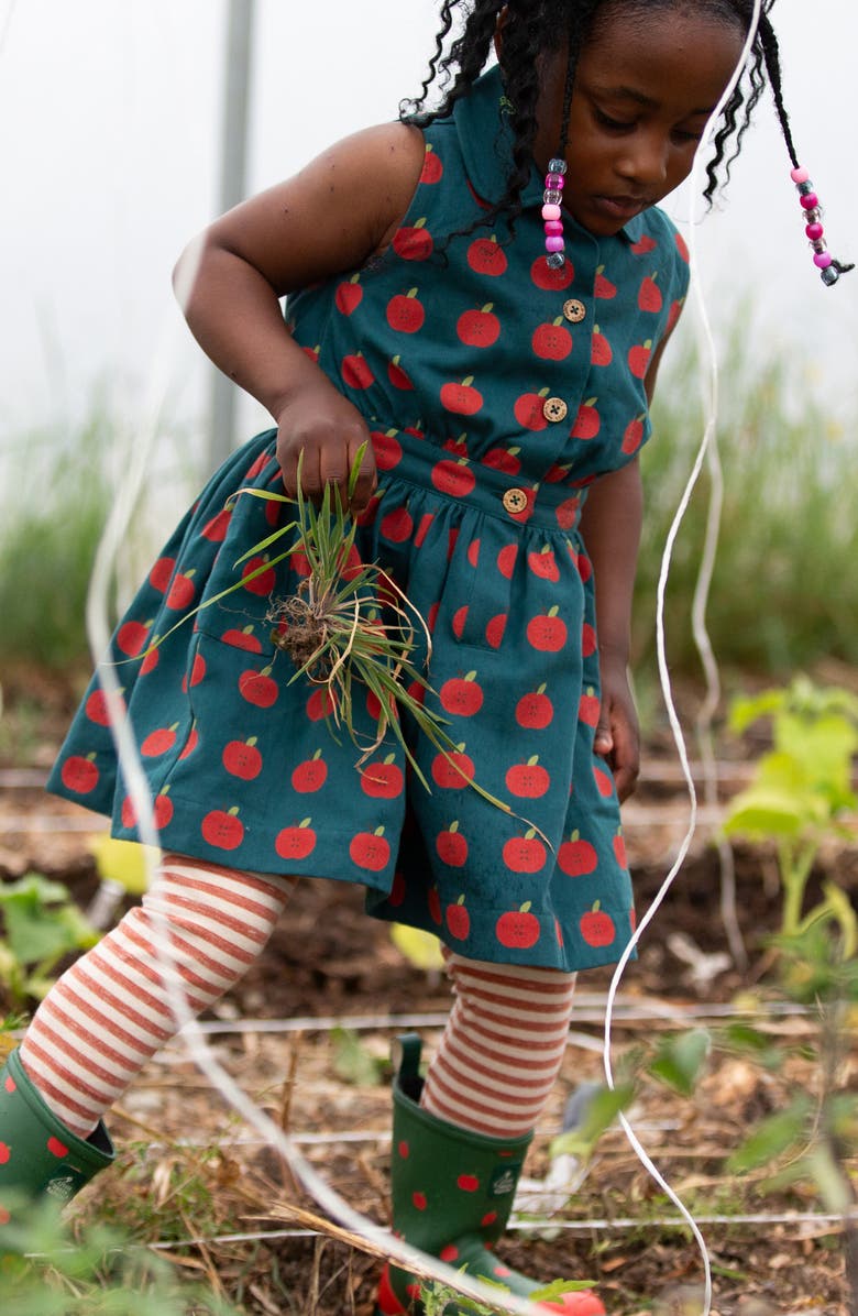 Little Green Radicals Kids' Apple Print Organic Cotton Dress, Alternate, color, Blue