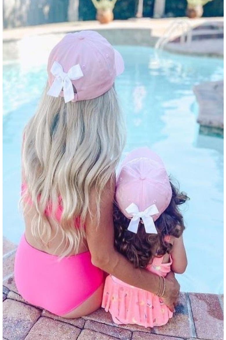 Little Sister Twill Bow Baseball Hat, Alternate, color, Pink