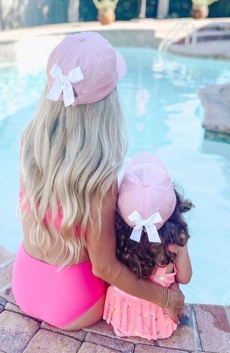 Bits & Bows Little Sister Twill Bow Baseball Hat, Alternate, color, Pink