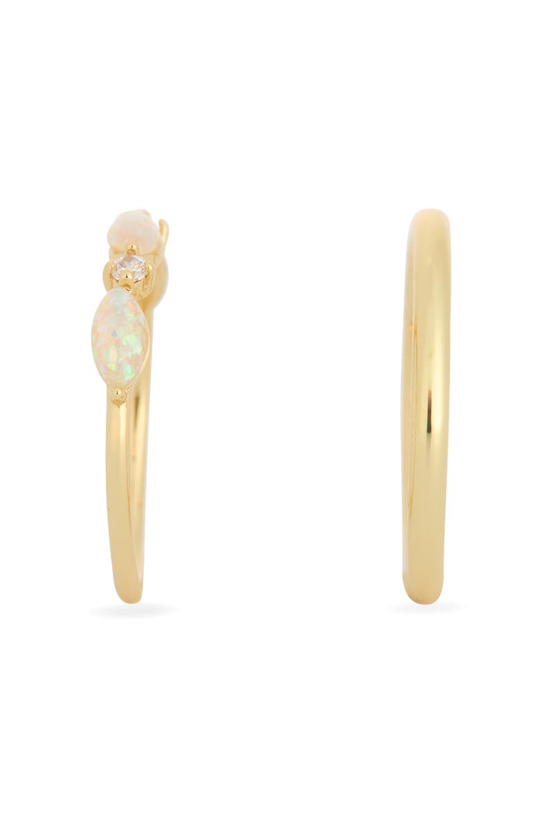 Set of 2 Simulated Opal & Cubic Zirconia Stackable Band Rings, Alternate, color, WHITE OPAL- CLEAR- GOLD