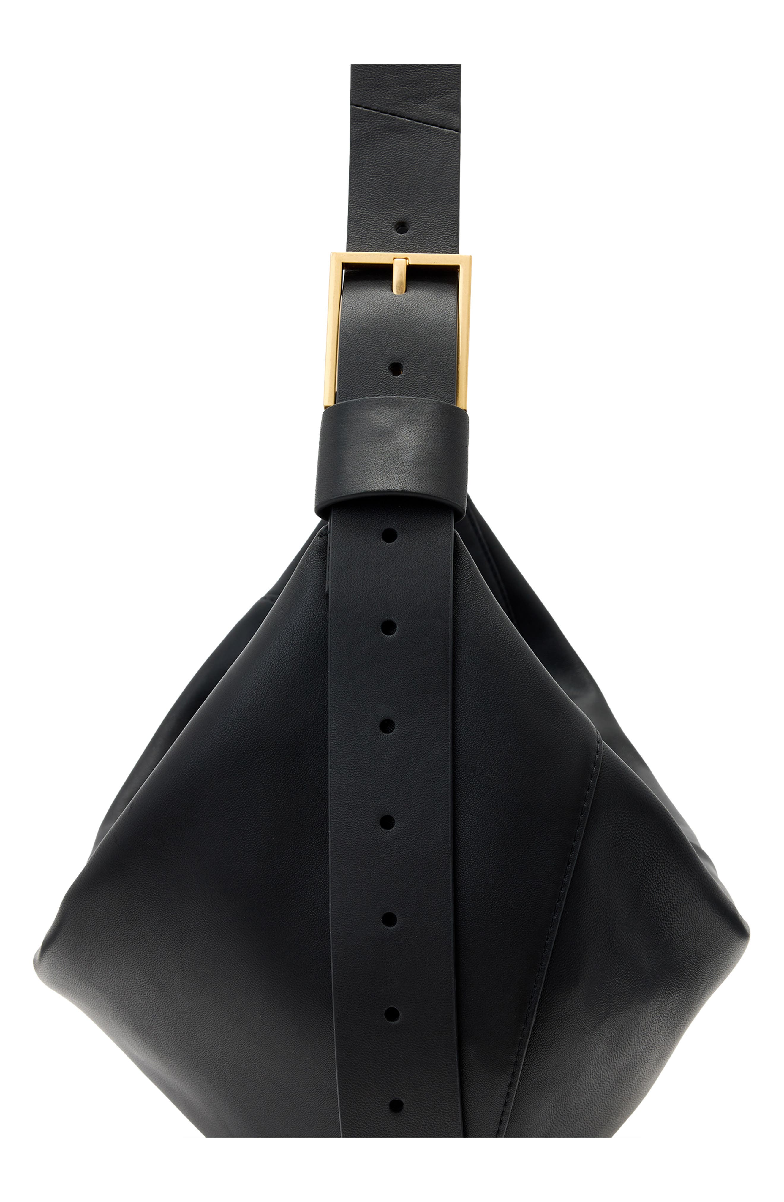 AllSaints Luna Leather Shoulder Bag, Alternate, color, Black