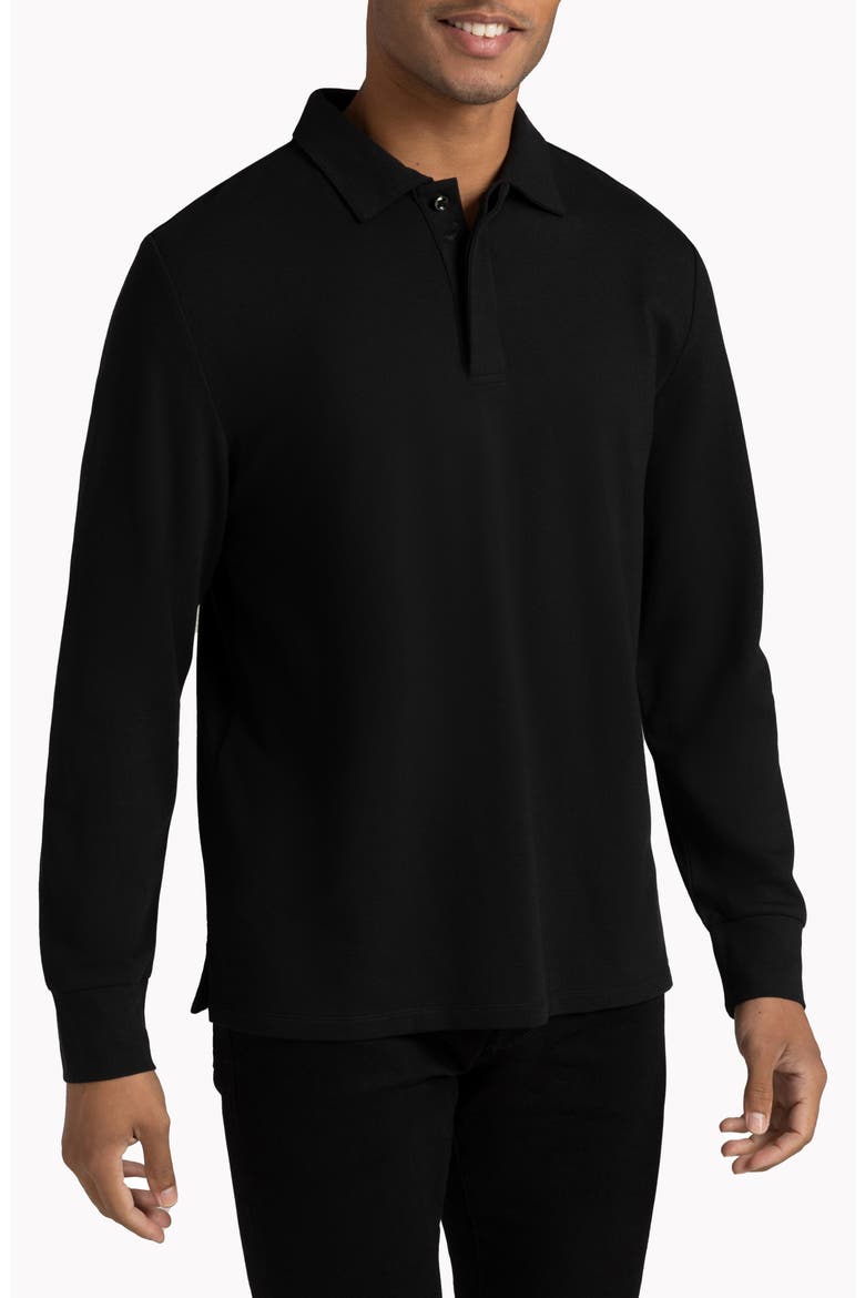 Biscayne Long Sleeve Supima® Cotton Blend Polo, Main, color, BLACK BEAUTY