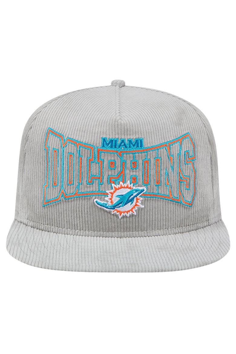 Men's New Era  Gray Miami Dolphins Corduroy Golfer Adjustable Hat, Alternate, color, Gray