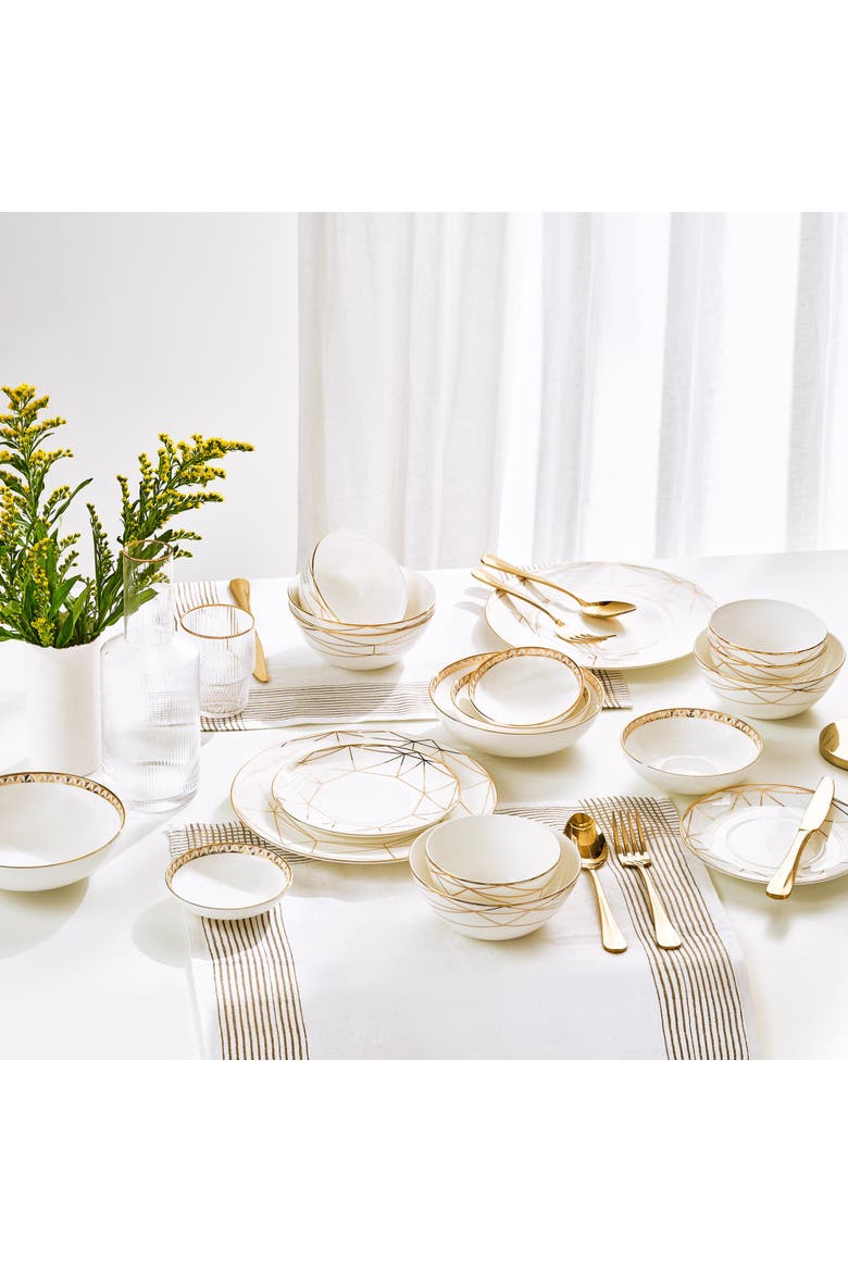 Gem Cut Gold Salad / Dessert Plate, Alternate, color, White