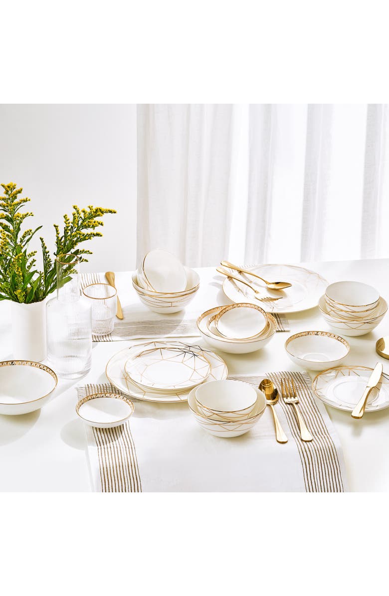 Prouna Gem Cut Gold Salad / Dessert Plate, Alternate, color, White