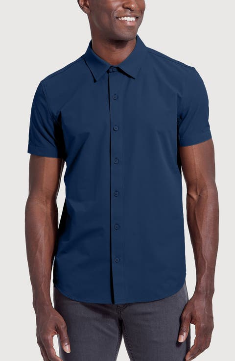 Commuter Slim Fit 4-Way Stretch Short Sleeve Button-Up Shirt