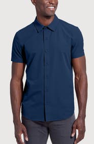 True Classic Commuter Slim Fit 4-Way Stretch Short Sleeve Button-Up Shirt