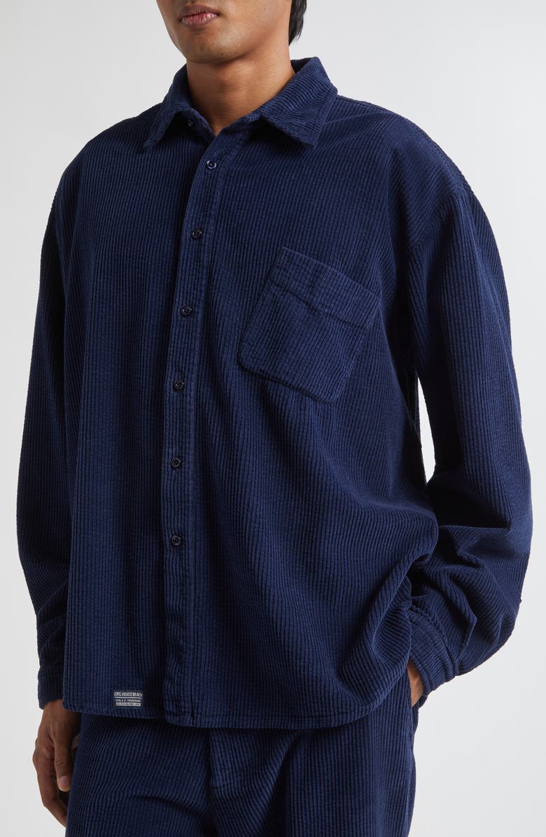 ERL Gender Inclusive Corduroy Overshirt, Alternate, color, Navy